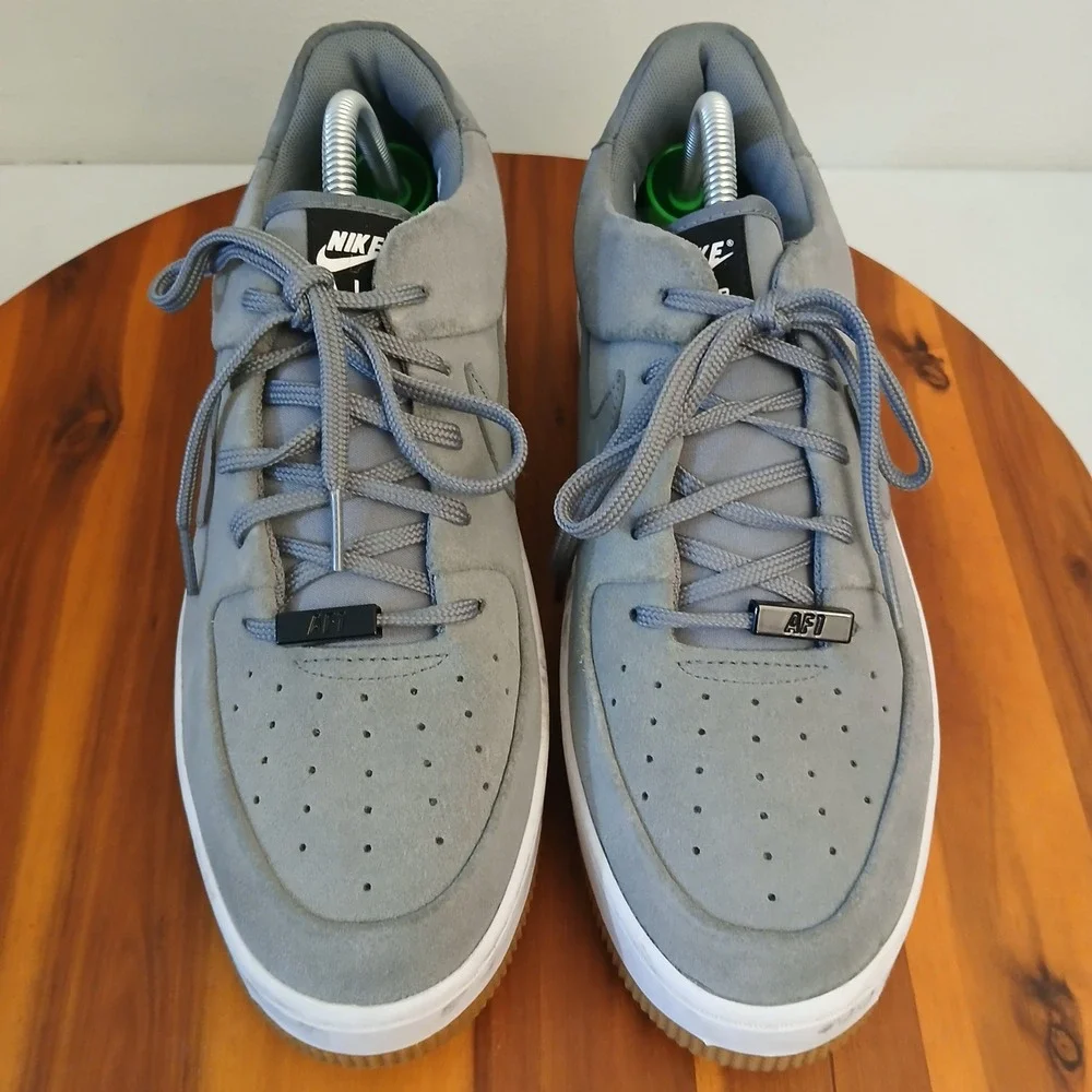 Nike Air Force 1 Sage Low Womens 12 Cool Grey Suede Shoes Sneakers AR5339-003